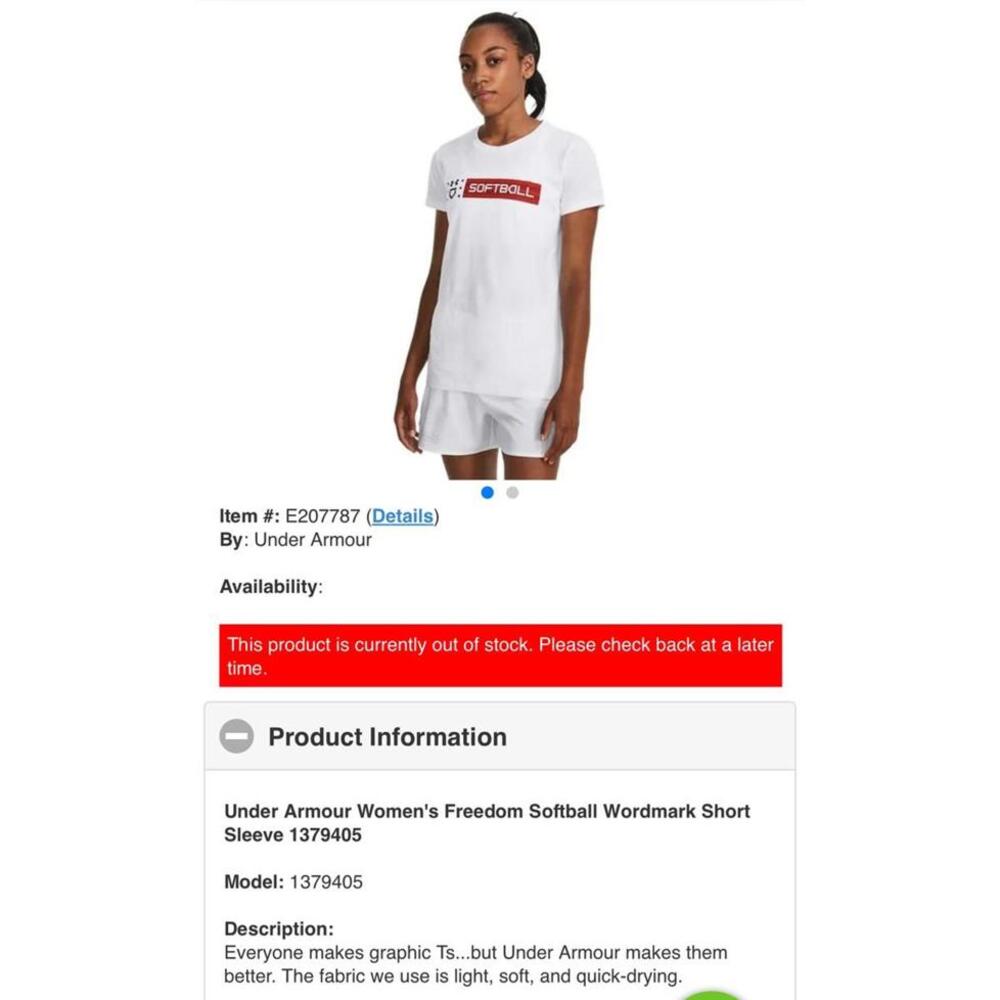 Under Armour Women's Freedom Softball Wordmark Short Sleeve T-ShirtMedium